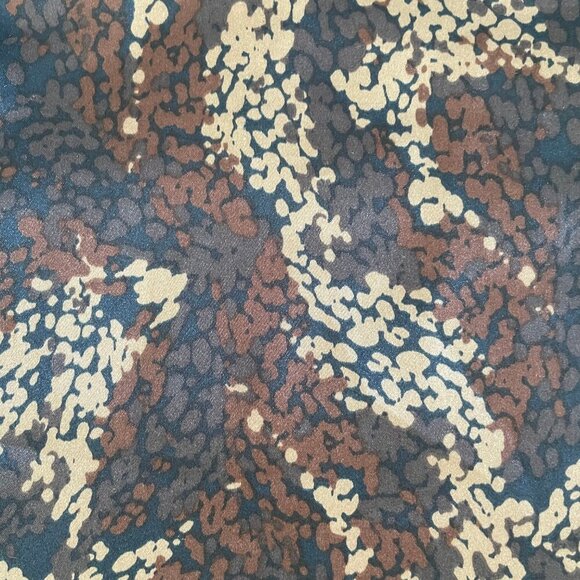 BCBGeneration Cap Sleeve Mandarin Collar Polyester Print Top Navy Cream Sz 4 - Picture 3 of 11